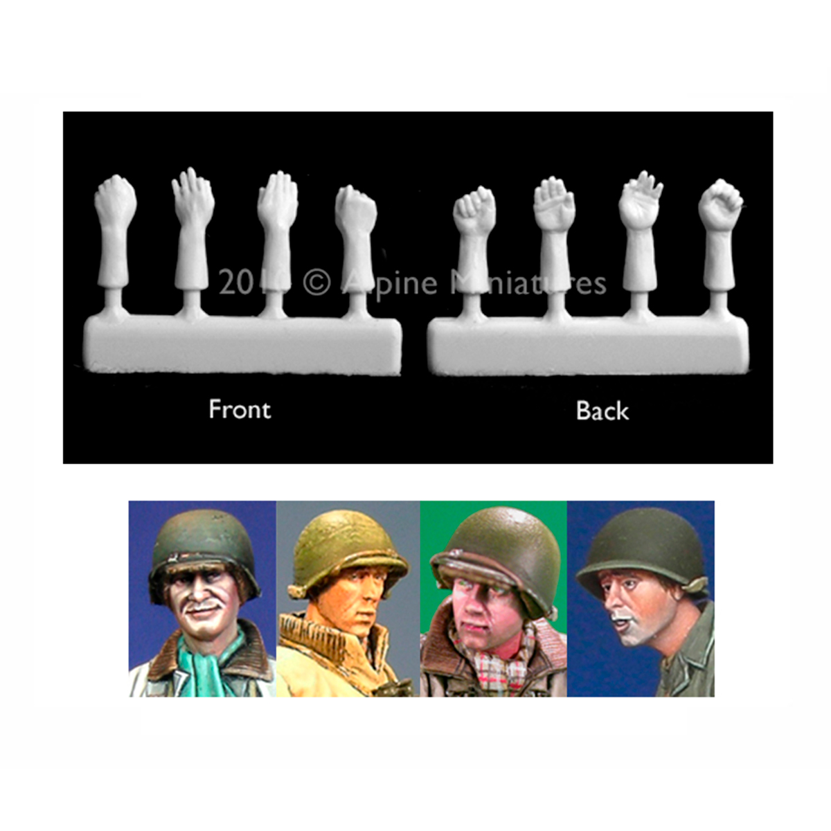 Alpine Miniatures – US Helmet Heads & Hands (1/35)