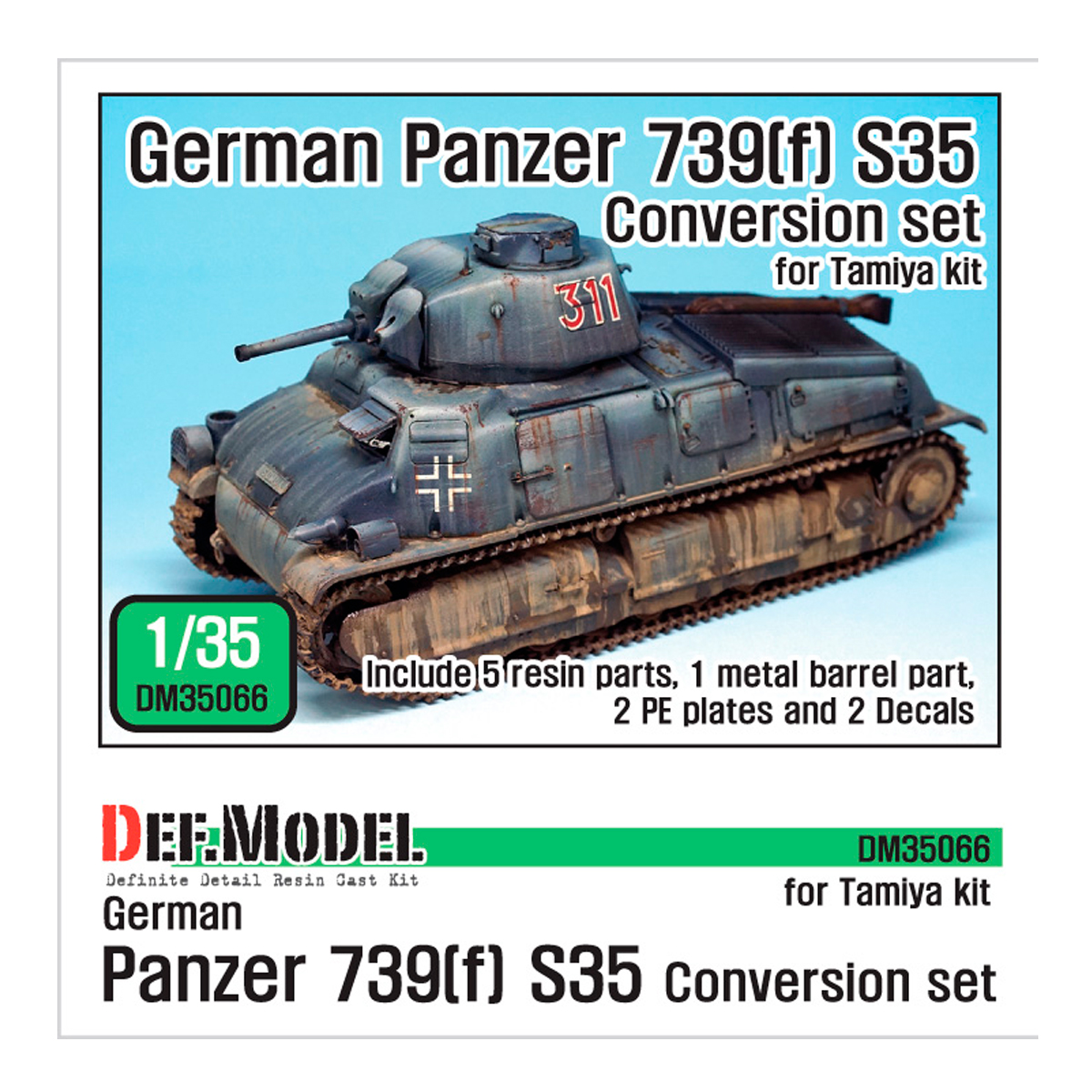 German Panzer 739(f) S35 Conversion set (for Tamiya 1/35)