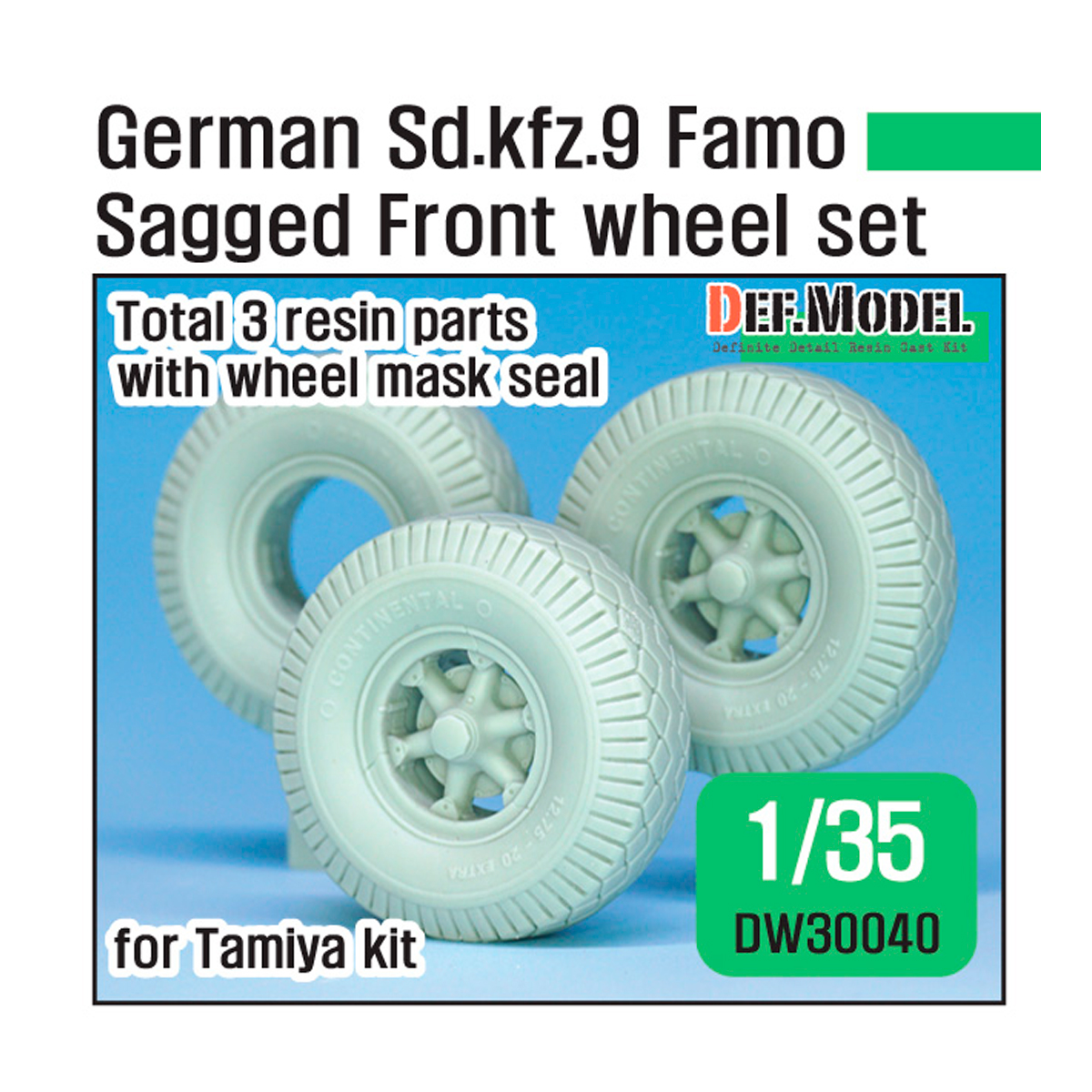 German Sd.Kfz.9 Famo Sagged front Wheel set ( for Tamiya 1/35)