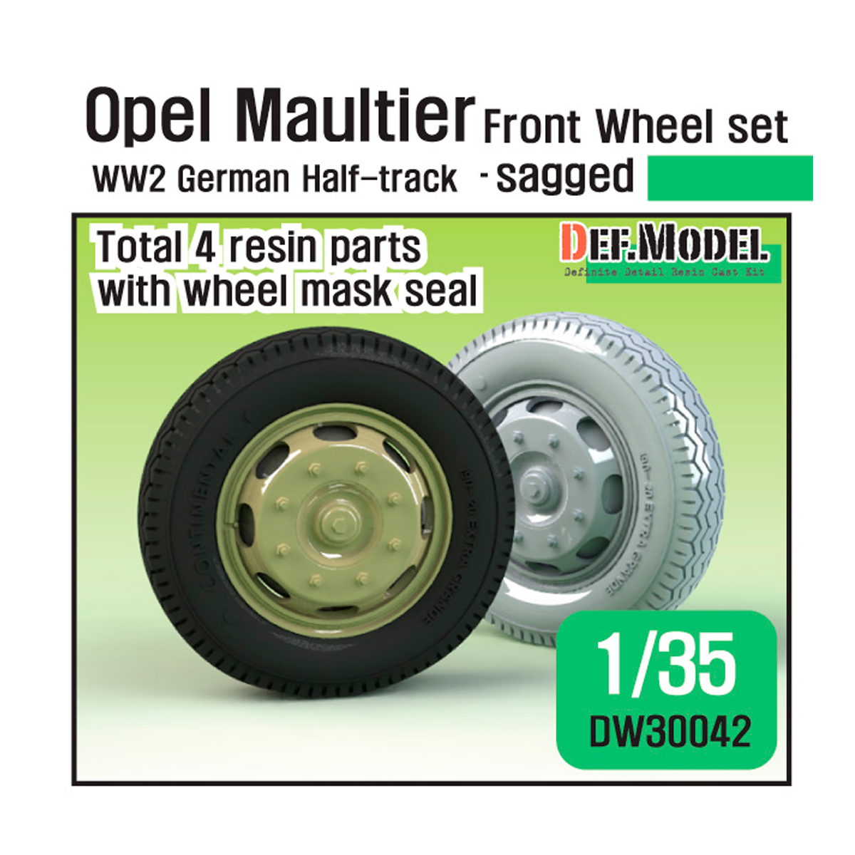 German Opel Maultier Sagged Front Wheel set ( for Dragon/Italeri 1/35)