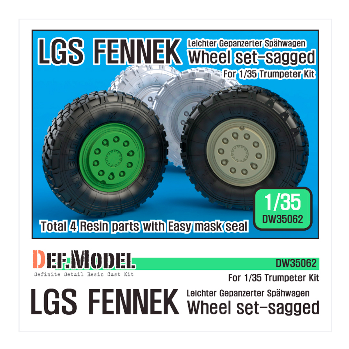 German LGS Fenneck Sagged Wheel set (for Trumpeter 1/35)