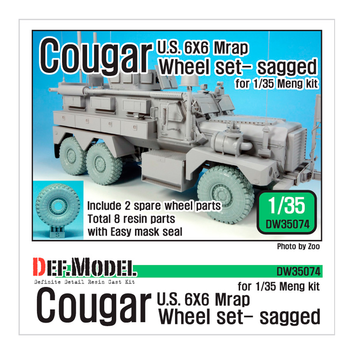 US Cougar 6X6 Mrap Sagged Wheel set – 2 Spare wheel (for Meng 1/35)