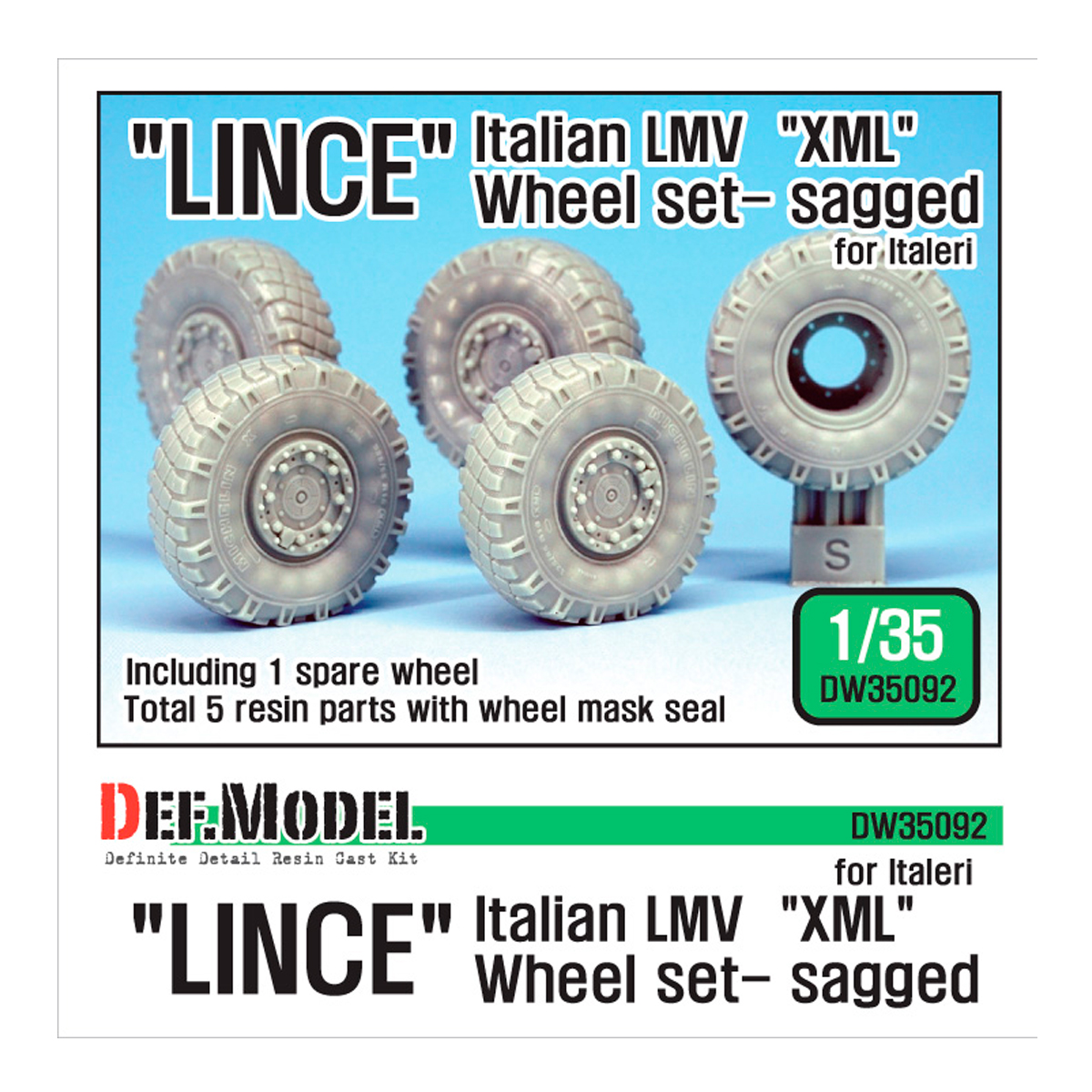 Italian LMV Lince “XML” Sagged Wheel set (for Italeri 1/35)