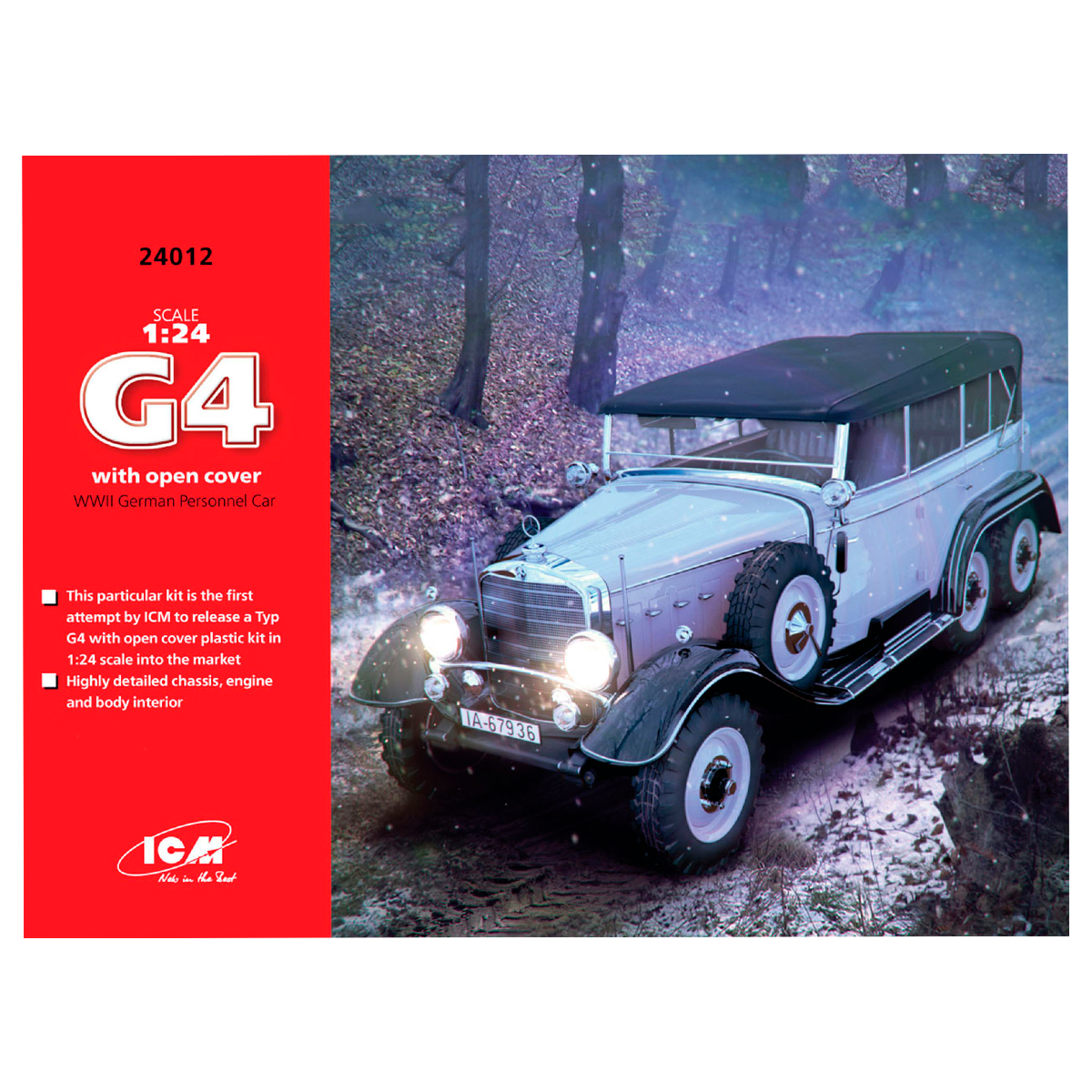 Typ G4 with open cover, WWII German Personnel Car 1/24