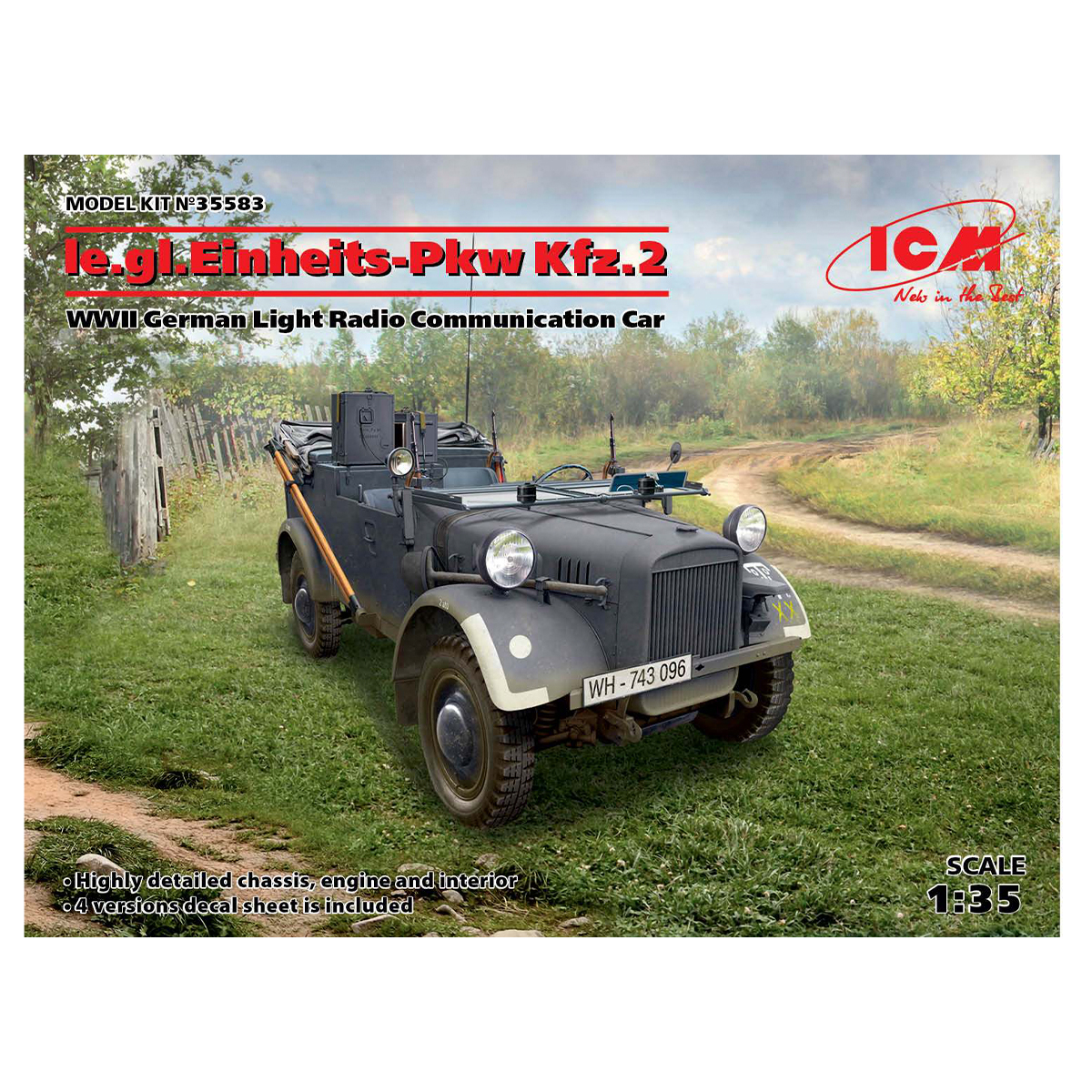 le.gl.Einheitz-Pkw Kfz.2, WWII German Light Radio Communication Car 1/35