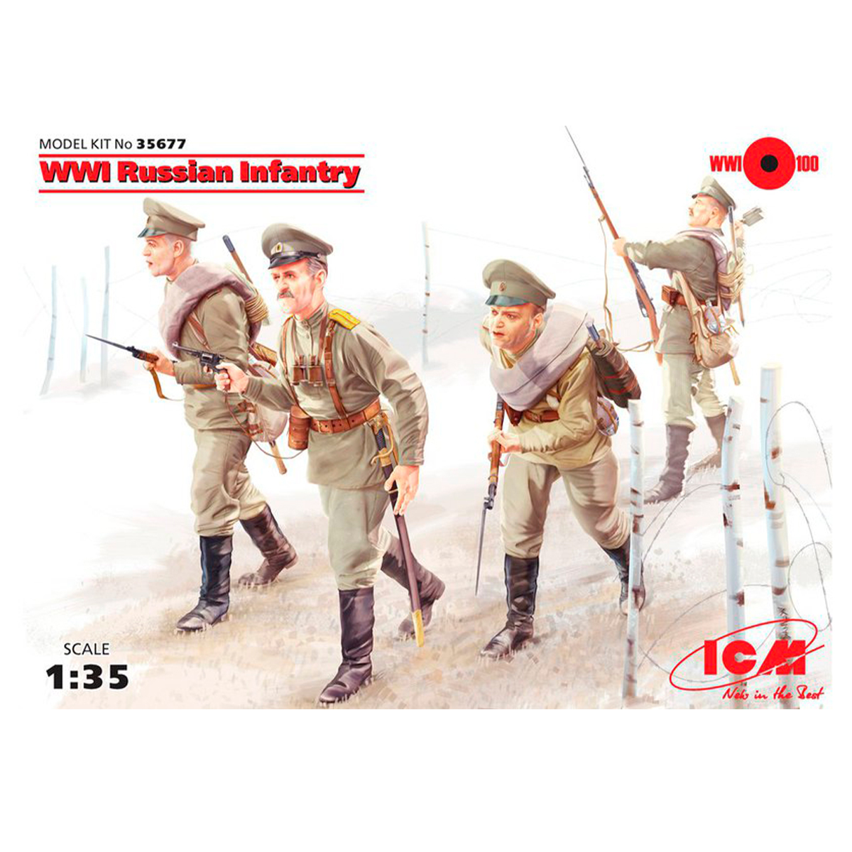 WWI Russian Infantry, (4 figures) 1/35