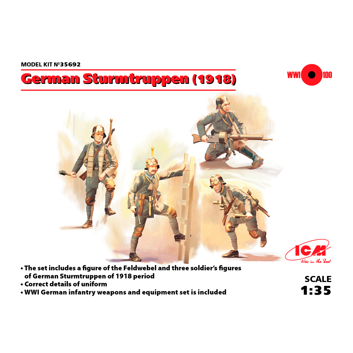 German Sturmtruppen (1918) (4 figures) (100% new molds) 1/35