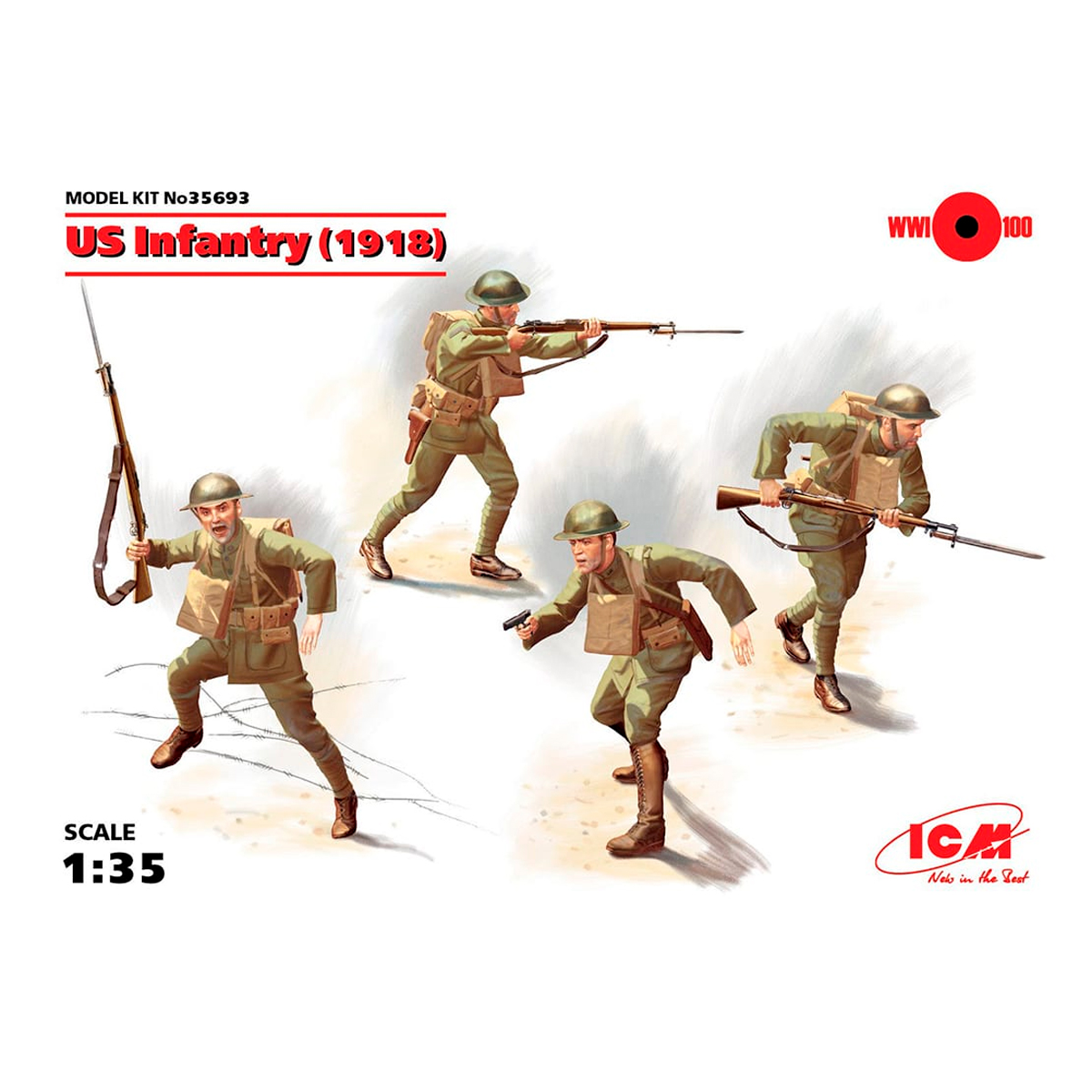 US Infantry (1918) (4 figures) (100% new molds) 1/35