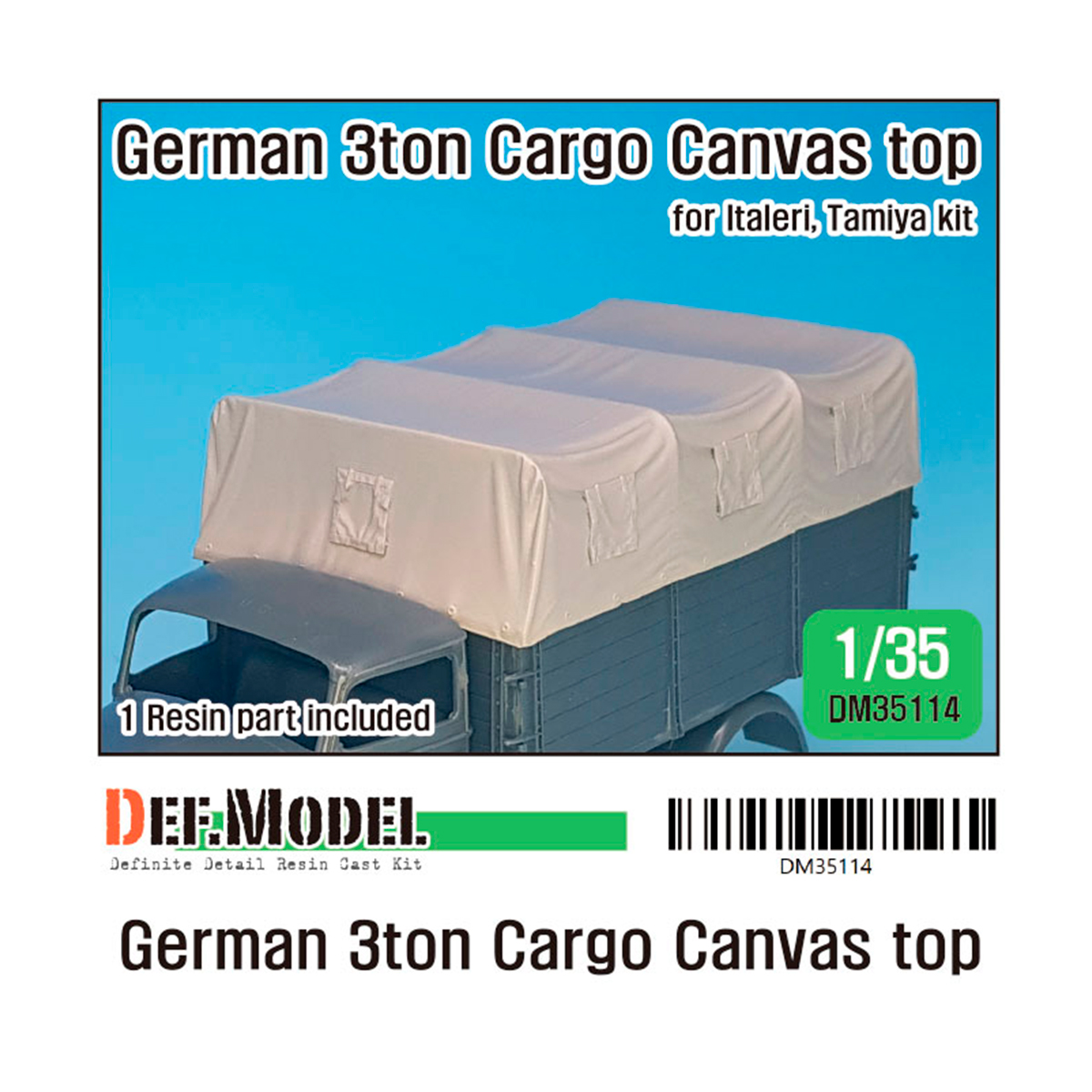 German 3ton Cargo truck Canvas top (for Italeri, Tamiya 1/35)