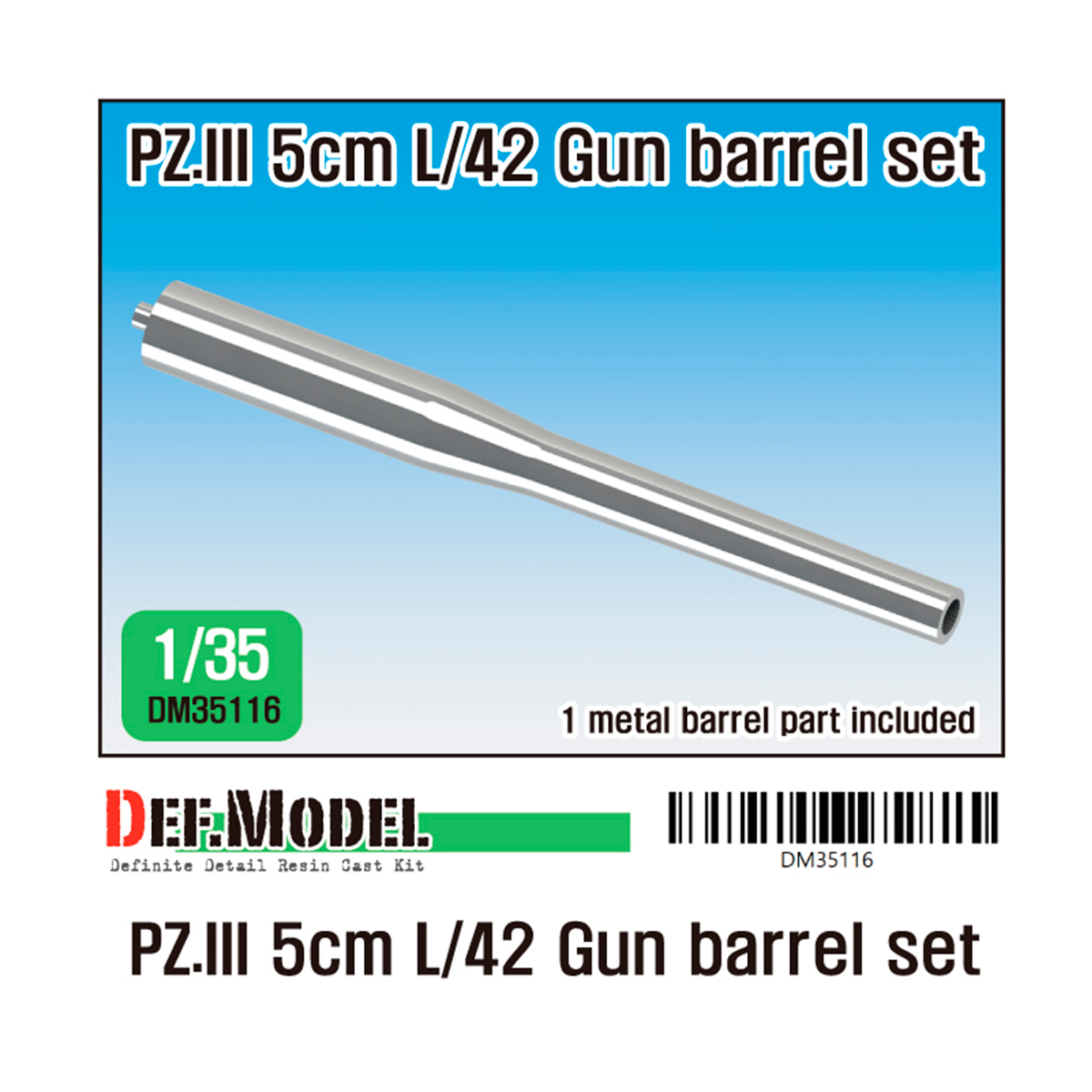 WWII German Pz.III 5cm L/42 barrel (for PZ.III Ausf.H/J 1/35)