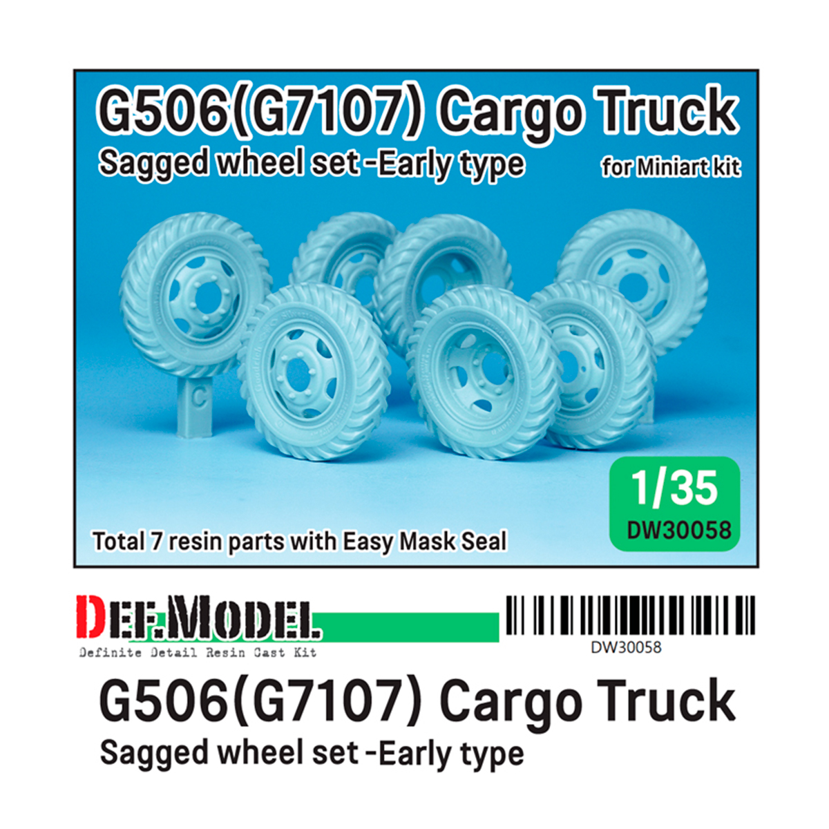 U.S. G7107(G506) Cargo Truck Early type Wheel set (for ICM, miniart 1/35)