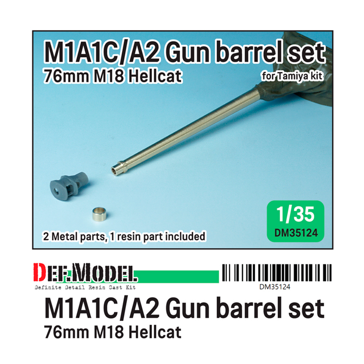 WWII US M18 TD M1A1C/A2 gun barrel (for 1/35 Tamiya kit)