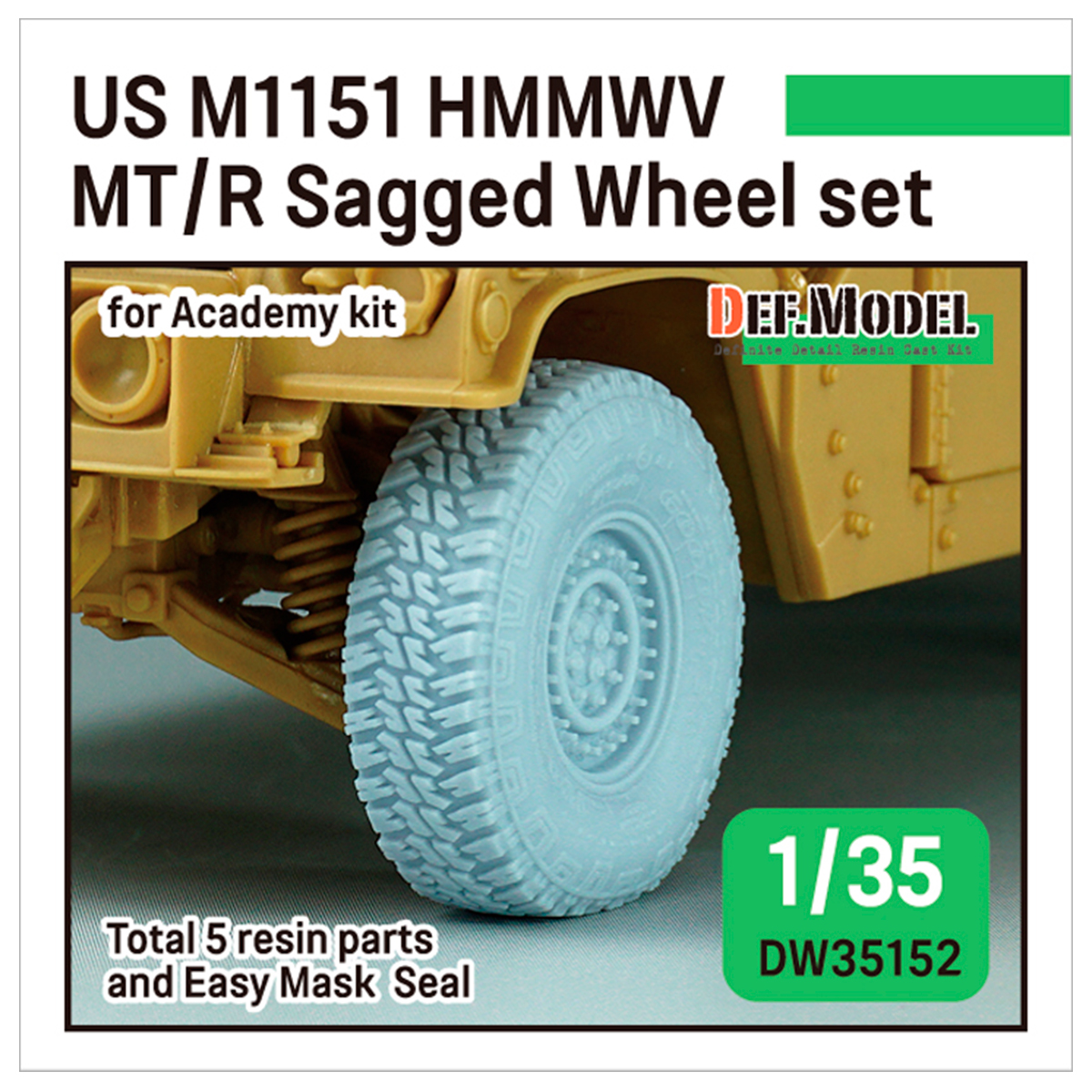 US M1151 HMMWV MT/R Sagged Wheel set  (for Academy 1/35 M1151)