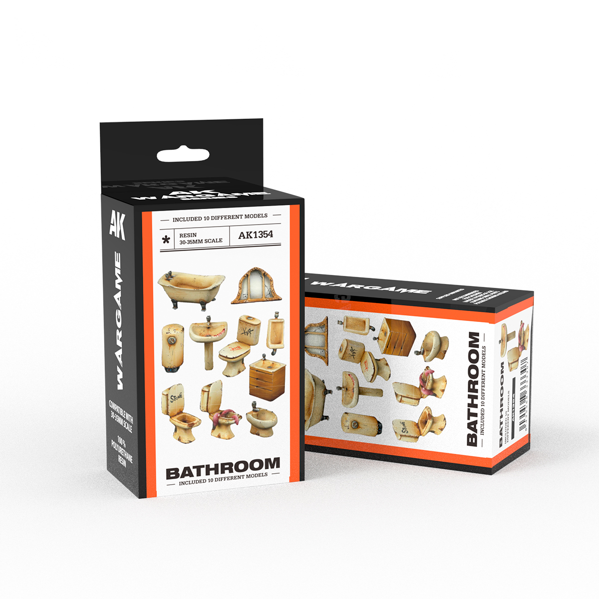 BATHROOM FURNITURE – SCENOGRAPHY WARGAME SET – 100% POLYURETHANE RESIN COMPATIBLE WITH 30-35MM SCALE