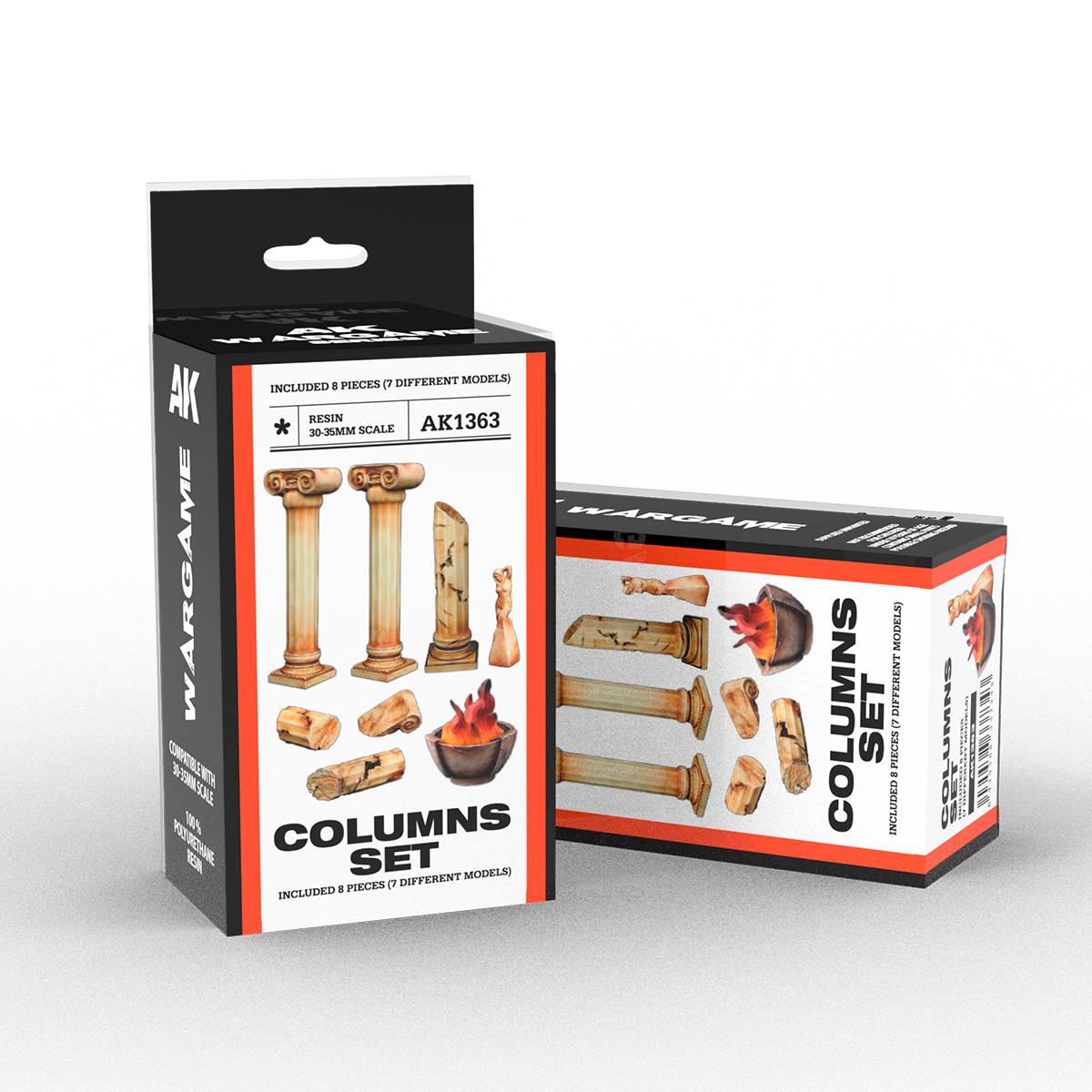 COLUMNS SET – SCENOGRAPHY WARGAME SET – 100% POLYURETHANE RESIN COMPATIBLE WITH 30-35MM SCALE