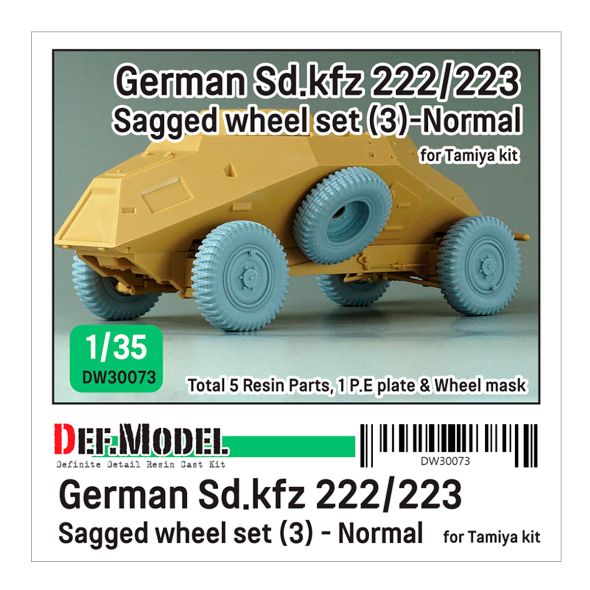 WW2 German Sd.kfz 222/223 Sagged wheel set(2) – Late (for Tamiya 1/35)