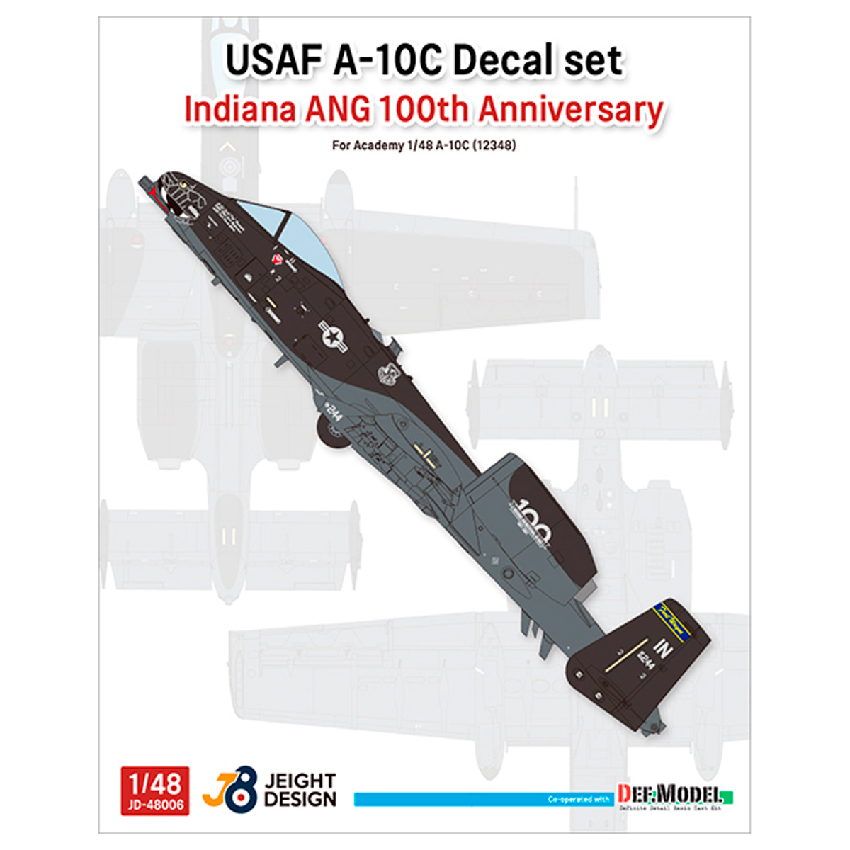 USAF A-10C Decal set ‘Indiana ANG 100th Anniversary’ (for Academy kit)