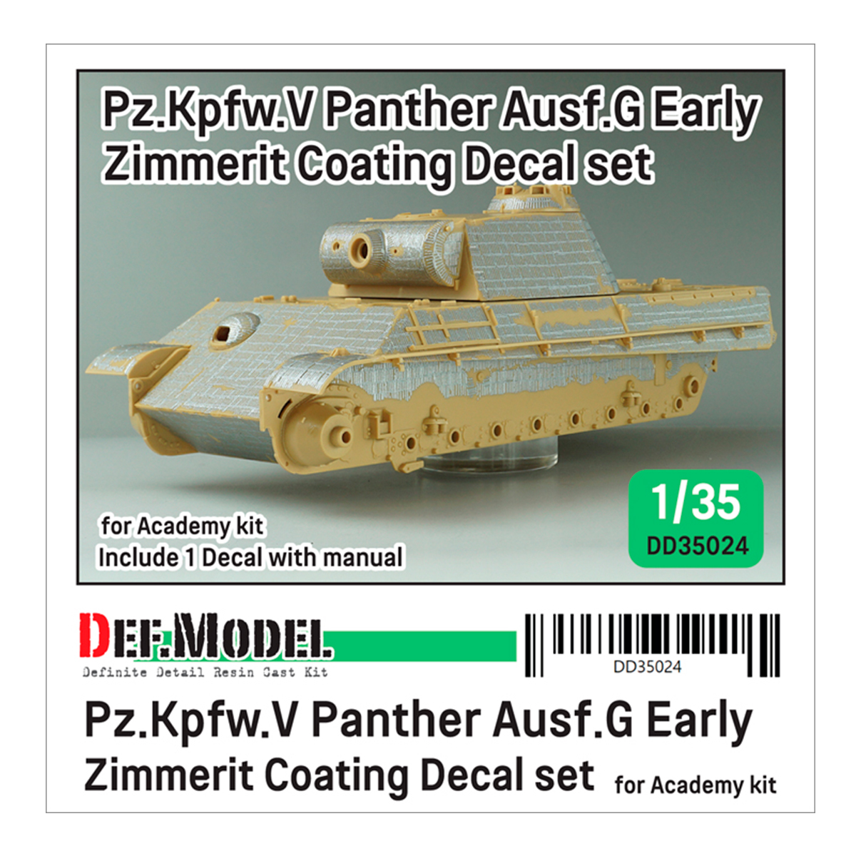 WWII Panther G Zimmerit Decal set (1/35 Academy)