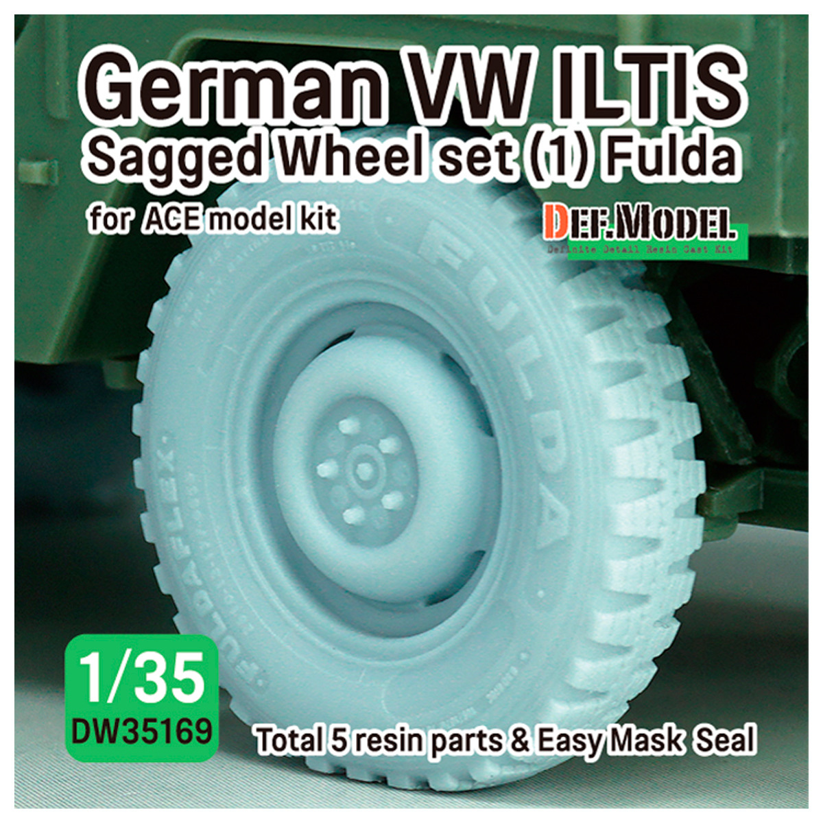 German VW ILTIS sagged tire set-(1) Fulda (for ACE model 1/35 kit)