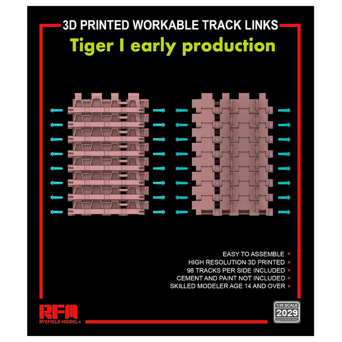 3D Printed Workable Track Links for Tiger I Early Model 1/35