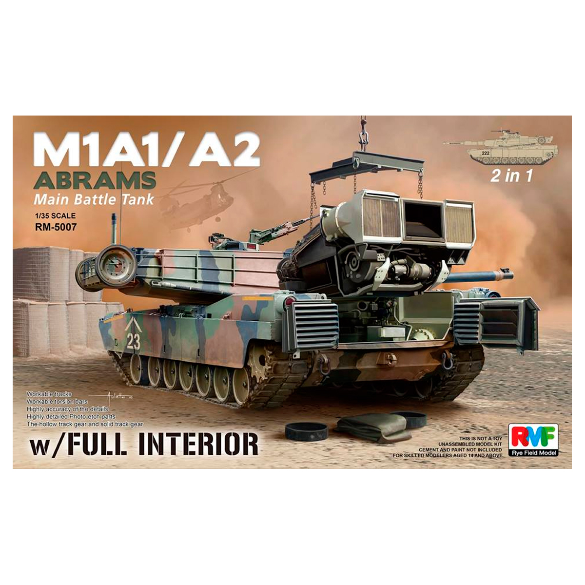 1/35 M1A1 / A2 Abrams with Full Interior 2 in 1