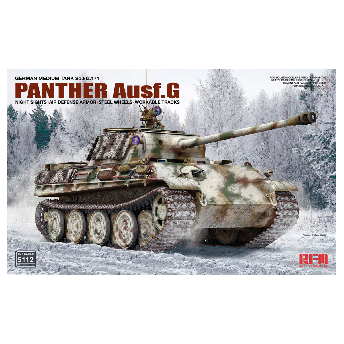 Panther Ausf. G w/Night Sights, Air Defense Armor, Steel Wheels 1/35