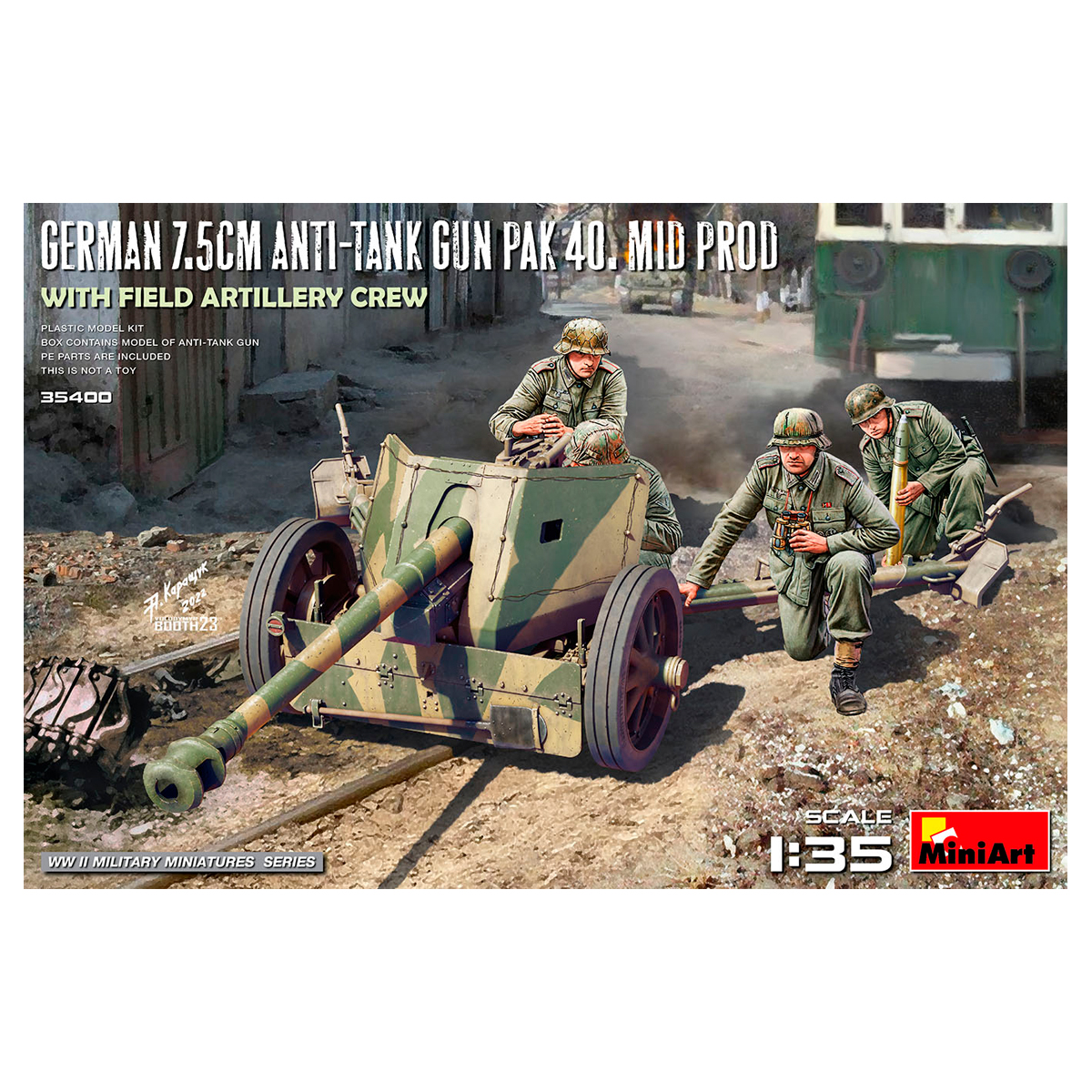 1/35 German 7.5cm Anti-Tank Gun PaK 40. Mid Prod w/ Artillery Crew