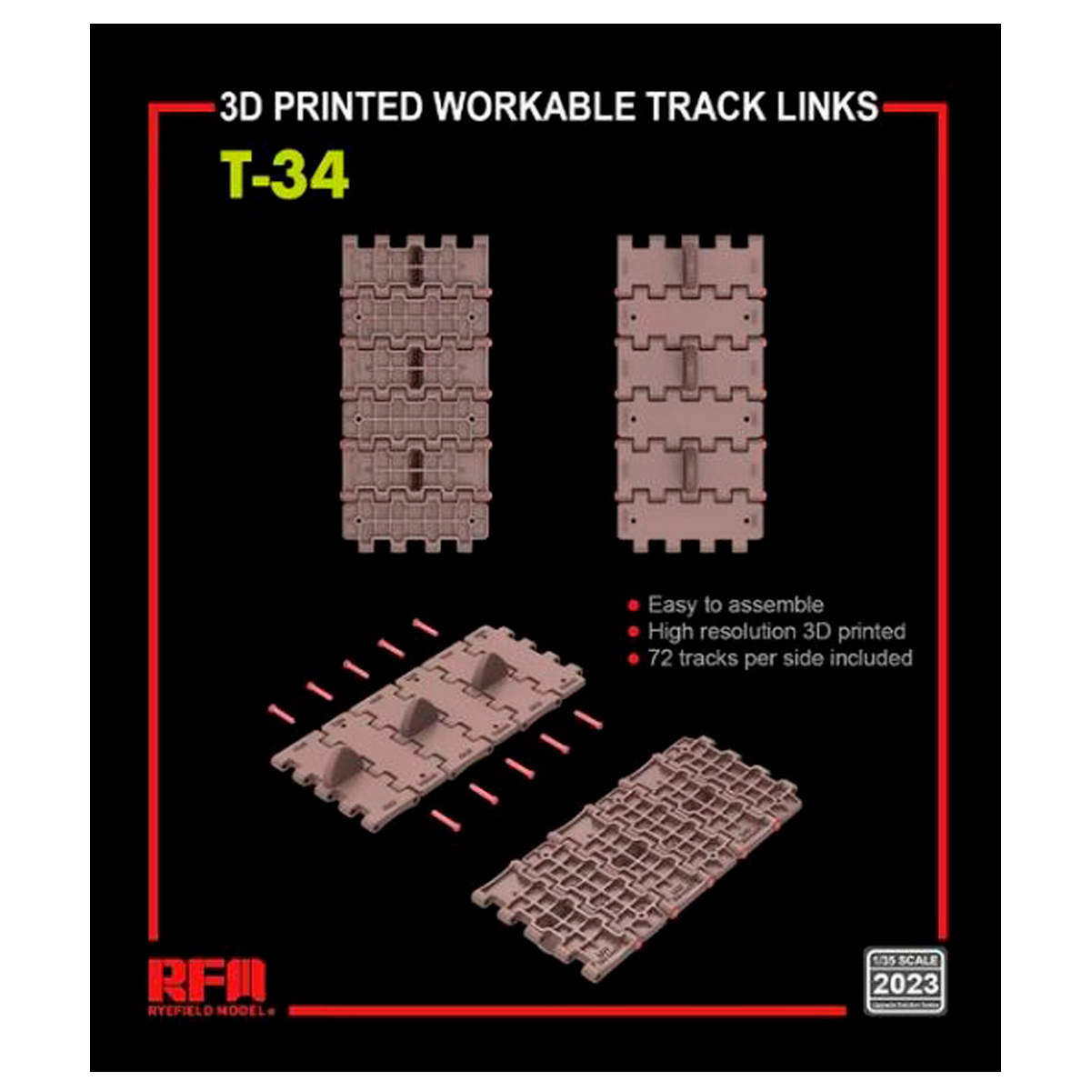 Workable Track Links for T-34 (3D Printed) 1/35