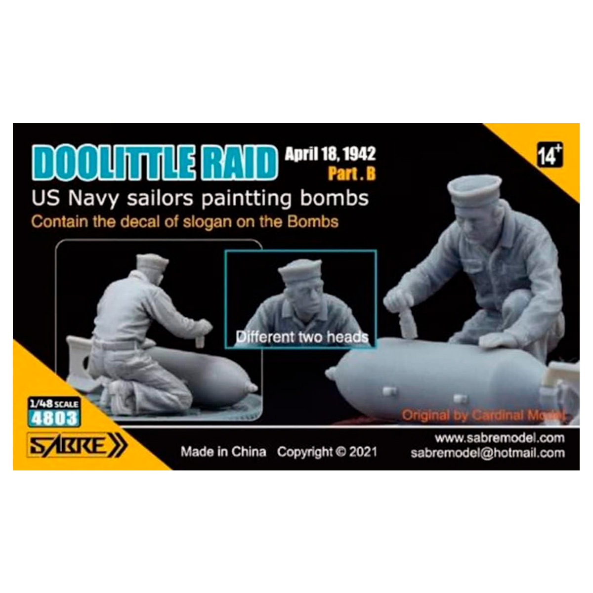 1/48 Doolittle Raid Part B – US Navy sailors paintting bombs, April 18, 1942