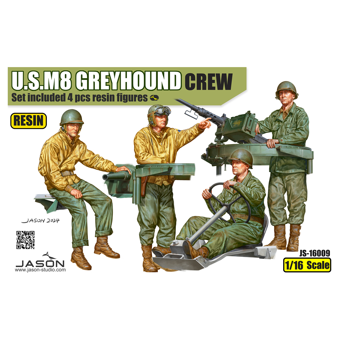 1/16 scale U.S.M8 Greyhound crew(Set included 4 pcs figures)