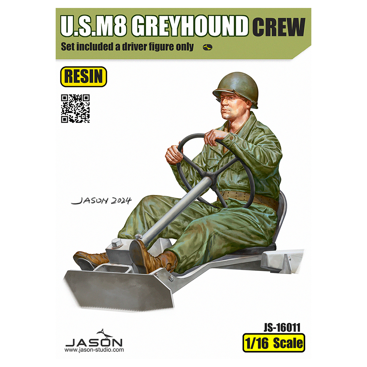 1/16 scale U.S.M8 Greyhound driver figure