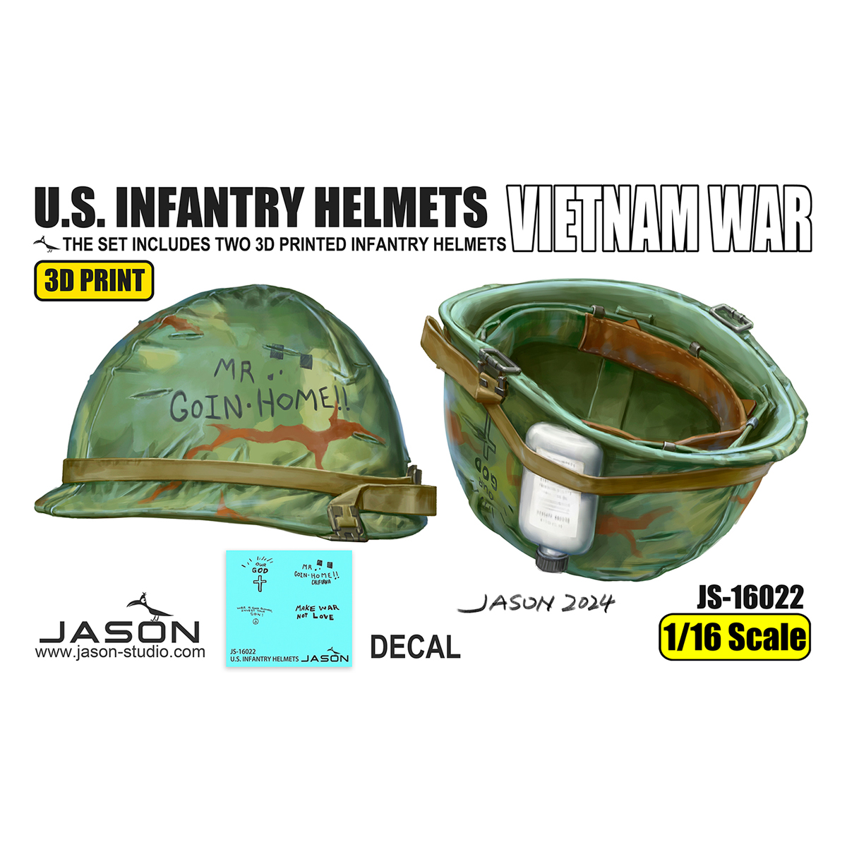 1/16 scale U.S. Infantry helmets (Vietnam war)