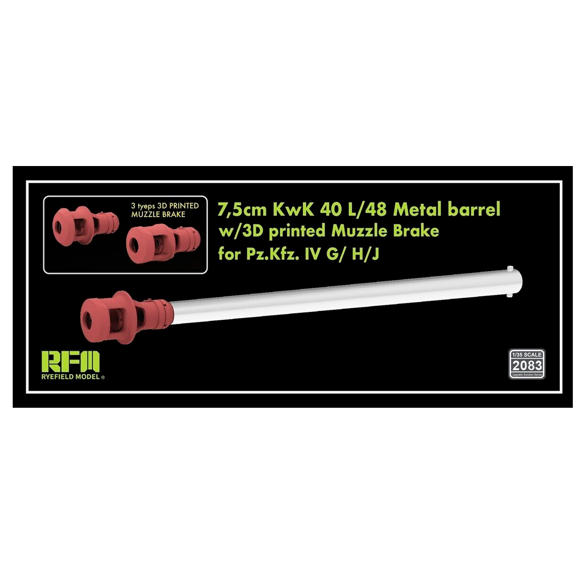 Upgrade Set 7,5 cm KwK 40 L/48 metal barrel w/3D 1/35